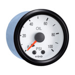 VDO 2-1/16 in. Cockpit White 100 PSI Mechanical Oil Pressure Gauge 12V - 150-202