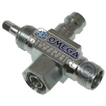 Omega Compressor Fitting No. 8 Female O-Ring x No. 8 MIO with 16mm Port and Back Seat Valve - 35-11047-3Q