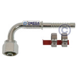 Omega Fitting 90 Deg. No. 6 Female O-Ring x No. 6 Air-O-Crimp with Clamp - 35-AN1321C