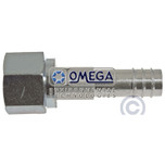 Omega Aluminum Fitting No. 6 Female O-Ring x No. 6 Barbed Straight - 35-11301