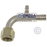 Omega 90 Deg. Aluminum Fitting No. 6 Female O-Ring with R134A Port - 35-11321-3