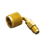 Yellow Jacket 90 Deg. Bend Quick Coupler 3/8 in. Female QC x 1/4 in. Male Flare with Schrader Core - 19192