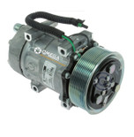 Sanden Compressor Model SD7H15 24V with 126mm Clutch Diameter and Horizontal O-Ring Fitting - 20-04403 by Omega