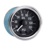 VDO 2-1/16 in. Series 1 150 PSI Mechanical Oil Pressure Gauge 12V - 150-306