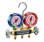 Yellow Jacket Series 41 Manifold Only C Red/Blue 3-1/8 in. Gauges Bar/PSI R-32/410A with 5/16in. -1/4in. - 5/16in. Anchor and 1/4in. Service Fittings - 41652