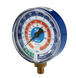 Yellow Jacket 3-1/8 in. 80mm Dry Manifold Blue Compound Fahrenheit Gauge 30 in. -0-120 PSI R134a/404A/407C - 49152