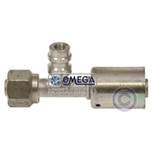 Omega Straight Aluminum Beadlock Fitting No. 8 Female O-Ring x No. 10 Beadlock with R134A Port - 35-B1306-3