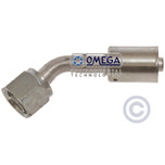 Omega 45 Deg. Aluminum Beadlock Fitting No. 10 Female O-Ring x No. 8 Beadlock - 35-B1319