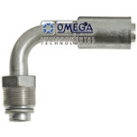 Omega 90 Deg. Aluminum Fitting No. 6 Male O-Ring x No. 6 Reduced Barrier - 35-R1421