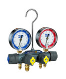 Yellow Jacket Titan 4-Valve Test Manifold Only with 800 PSI Gauges Bar/PSI - No Sight Glass - 49972