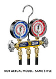 Yellow Jacket Heat Pump Manifold R-410A Fahrenheit with 60 in. Black Plus II 1/4 in. Hoses with Compact Ball Valves - 42055