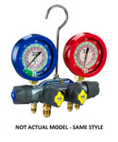 Yellow Jacket Titan 4-Valve Test Manifold with Liquid Gauges Bar/PSI Fahrenheit/Celsius R22 and 60 in. Plus II RYB 3/8in. x 45 Deg. - 49925