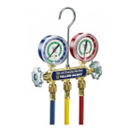 Yellow Jacket Series 41 Manifold with 2-1/2 in. Celsius Red/Blue Gauges Kg/Cm2/PSI R12/22/502, 60 in. Plus II Hoses and Standard Fittings - 41295