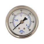 PIC Gauge 202L-404N Glycerin Filled Industrial Pressure Gauge Stainless Steel Case 4-in Dia 0-1500psi - 202L404N