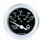 Datcon 52mm Heavy Duty Industrial Electrical Water Temperature Gauge 100-240F 12V with Polished Bezel - 100684