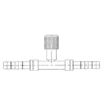 Kysor 5-13/32 in. Splicer Fitting No. 6 x No. 6 with High Side R134-a Charge Port - 2630901