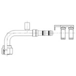 Kysor 90 Deg. Female O-Ring 10 x 12 Fitting with 13mm R134a Service Port and Clamp Assembly - 2660028