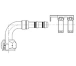 Kysor 90 Degree Female O-Ring AIR-O-CRIMP Fitting No. 8 - No. 10 with Clamp Assembly - 2660023