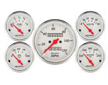 Autometer Arctic White Series Gauge Kit with Mechanical Speedometer - Red Pointer - 1300