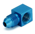 Autometer Blue Anodized Right Angle Fitting Adapter with 1/8 in. NPTF Female to -4AN Male Fitting - 3278