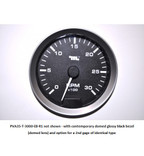 Murphy 3000 RPM PowerView Analog Tachometer Gage 3.5 in. with Contemporary Domed Glossy Black Bezel - Domed Lens - PVA35-T-3000-EB-R1