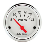 Autometer Arctic White 2-1/16 in. Voltmeter with 8-18 V Range - 1391