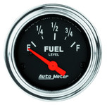 Autometer Traditional Chrome 2-1/16 in. Fuel Level Gauge with 0 Ohms/90 Ohms Range - 2514