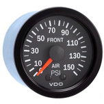 VDO Vision Black 150 PSI Mechanical Air Pressure Gauge 12V with 52mm Diameter - Bulk Pkg - 150-105B