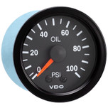 VDO Vision Black 100 PSI Mechanical Oil Pressure Gauge 12V with 52mm Diameter - Bulk Pkg - 150-107B