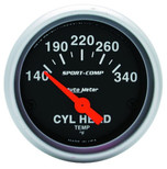 Autometer Sport-Comp 2-1/16 in. Cylinder Head Temperature Gauge with 140-340 Degrees F Range - 3336