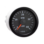 VDO 2-1/16 in. Vision Black 4,000 RPM Programmable Tachometer 12V with .250 in. Spade Connection - Bulk Pkg - 333-156B