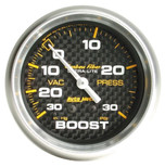 Autometer Mechanical Carbon Fiber 2-5/8 in. Boost/Vacuum Gauge 30 in. HG/30 PSI - 4803