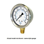 PIC 0-4000 PSI Glycerine Filled Pressure Gauge 2.5 in. with Stainless Steel Case and Copper Alloy Internals - 201L-258Q