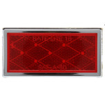 Signal-Stat Red Rectangle Reflector with Chrome Acrylic Adhesive Mount by Truck-Lite - 32DB