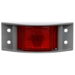 Truck-Lite 12 Series 1 Bulb Branch Deflector Red Rectangular Incandescent Marker Clearance Light 12V with 4 Screw Gray ABS Bracket Mount Kit - 12003R