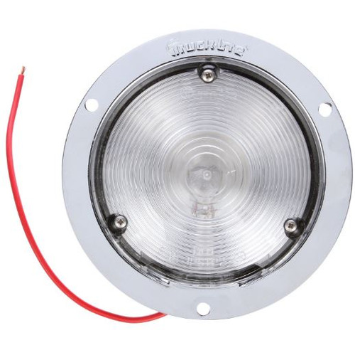 Truck-Lite 80 Series 1 Bulb Clear Round Incandescent Dome Light 12V with Chrome Flange Mount - 80423C