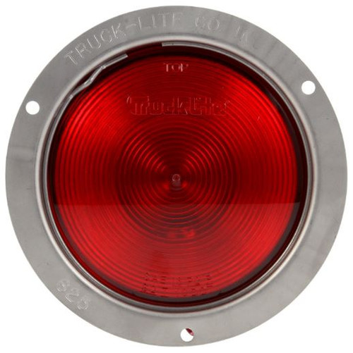 Truck-Lite 80 Series 1 Bulb Red Round Incandescent Stop/Turn/Tail Light 12V with Silver Flange Mount - 80335R