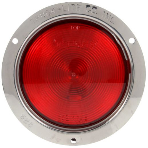 Truck-Lite 80 Series 1 Bulb Red Round Incandescent Stop/Turn/Tail Light 12V with Silver Flange Mount - 80336R