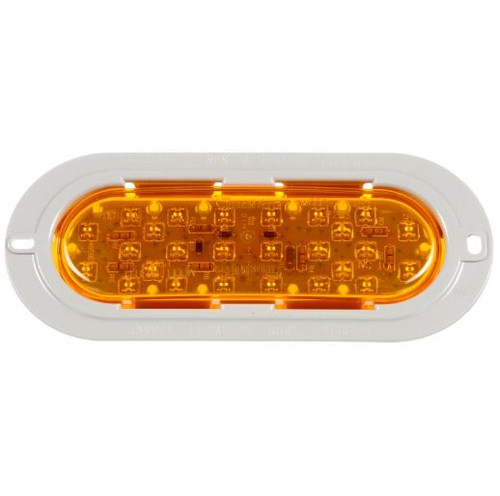 Truck-Lite 60 Series 26 Diode Yellow Oval LED Sequential Arrow Auxiliary Turn Signal Light 12V with Gray Flange Mount - 60872Y