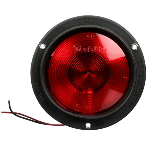 Truck-Lite 80 Series 1 Bulb Red Round Incandescent Stop/Turn/Tail Light 12V with Rubber Black Flange - 80339R