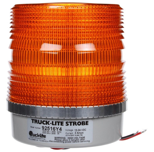 Truck-Lite Class I Yellow Gas Discharge Medium Profile Beacon 12-24V with Permanent Mount - 92516Y