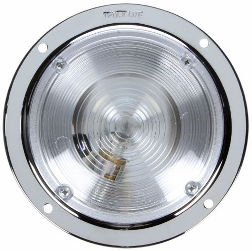 Truck-Lite 80 Series 1 Bulb Clear Round Incandescent Dome Light 12V with Chrome-Plated Housing and Push Button Switch - Bulk Pkg - 80351-3