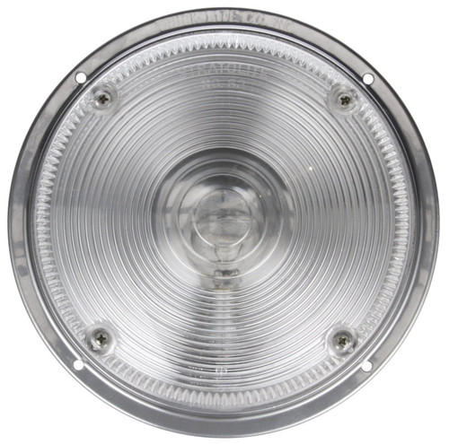 Truck-Lite 80 Series 1 Bulb Clear Round Incandescent Dome Light 12V with Silver Flange - 80357