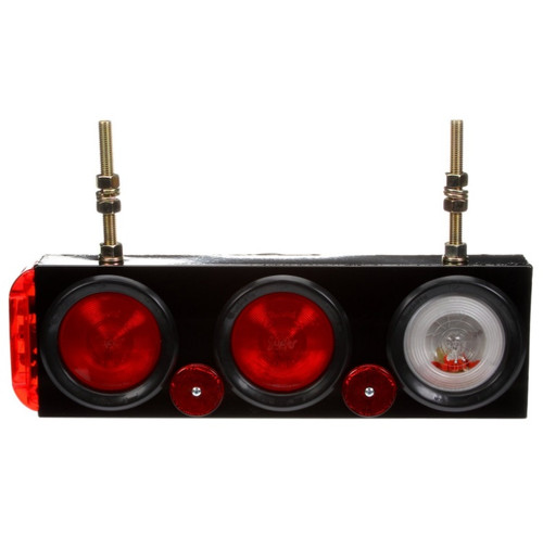 Truck-Lite 40 Series Left Hand Side Incandescent Back-Up and Stop/Tail/Turn Signal Light Module 12V with Side Marker and Black PVC Mount - 40758