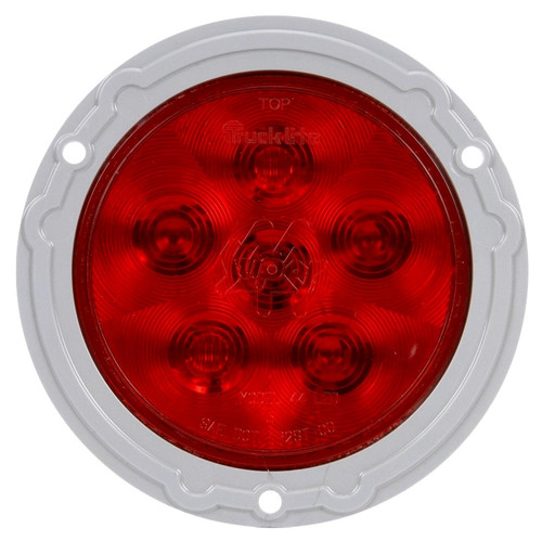 Truck-Lite Super 44 6 Diode Red Round LED Stop/Turn/Tail Light 12V with Hardwired Male Pin and Gray Flange - 44367R