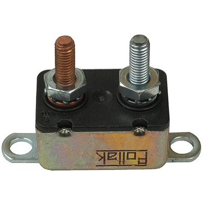 Pollak Single Pole Thermal Type Breaker 12VDC 40DC Amp with Cycling Automatic Reset and Straight Mounting Bracket - Packaged - 54-540P