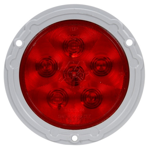 Truck-Lite Super 44 6 Diode Red Round LED Stop/Turn/Tail Light 12V with Hardwired Gray Flange - 44362R