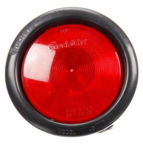Truck-Lite 40 Economy Series 1 Bulb Red Round Incandescent Stop/Turn/Tail Light Kit 12V with Black Grommet Mount - Bulk Pkg - 40028R3