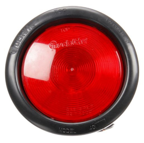 Truck-Lite 40 Economy Series 1 Bulb Red Round Incandescent Stop/Turn/Tail Light Kit 12V with Black Grommet Mount - Pallet of 600 - 40028RP 