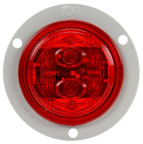 Truck-Lite 30 Series Red Round 6 Diode LED Fit N Forget Marker Clearance Light 12V with Gray Polycarbonate Flange Mount - 30386R 